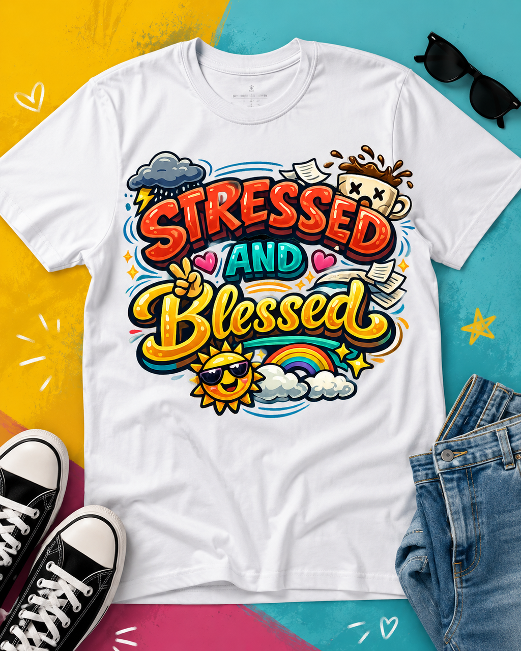 Stressed and Blessed Unisex T-Shirt – Funny Graphic Tee, Relatable Statement Shirt