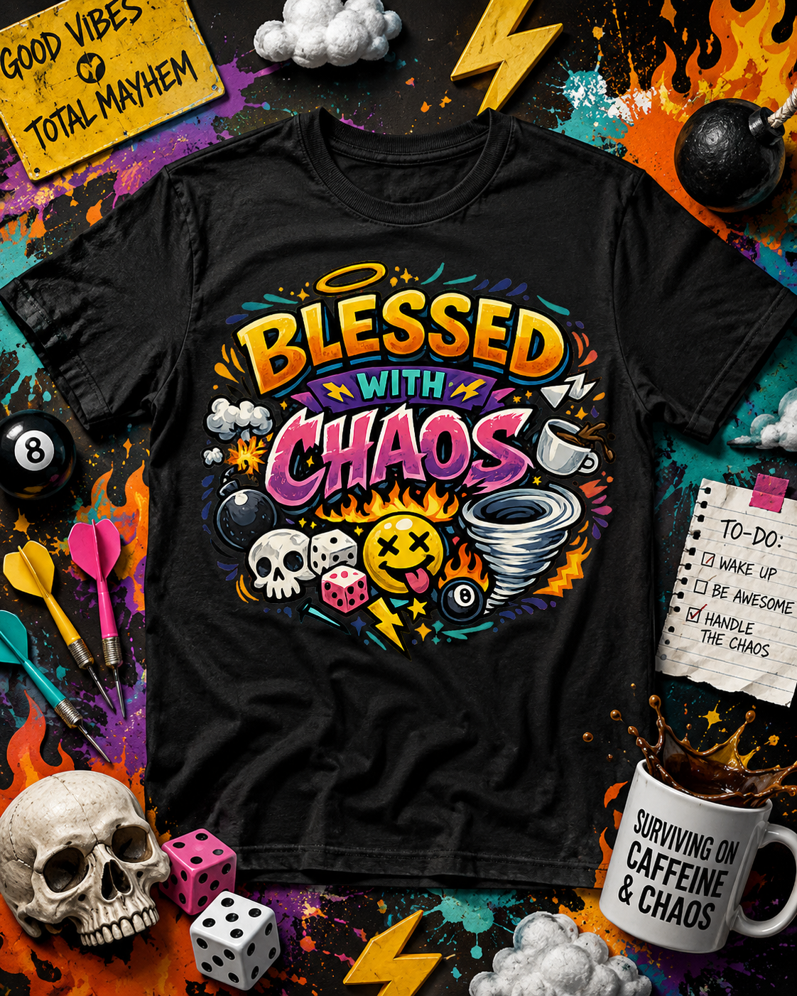 Blessed With Chaos Unisex T-Shirt – Funny Graphic Tee, Bold Statement Shirt